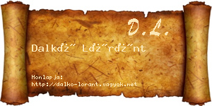 Dalkó Lóránt névjegykártya